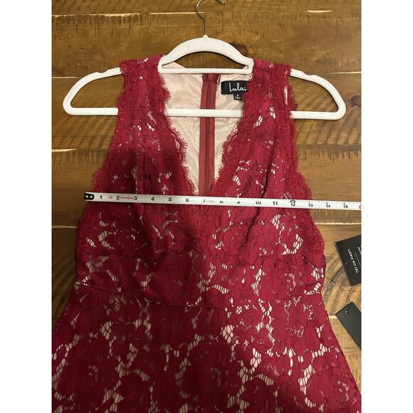 Kiss Kiss Burgundy Lace Sleeveless Midi Dress S Classy Holiday Event Cocktail - Picture 8 of 13